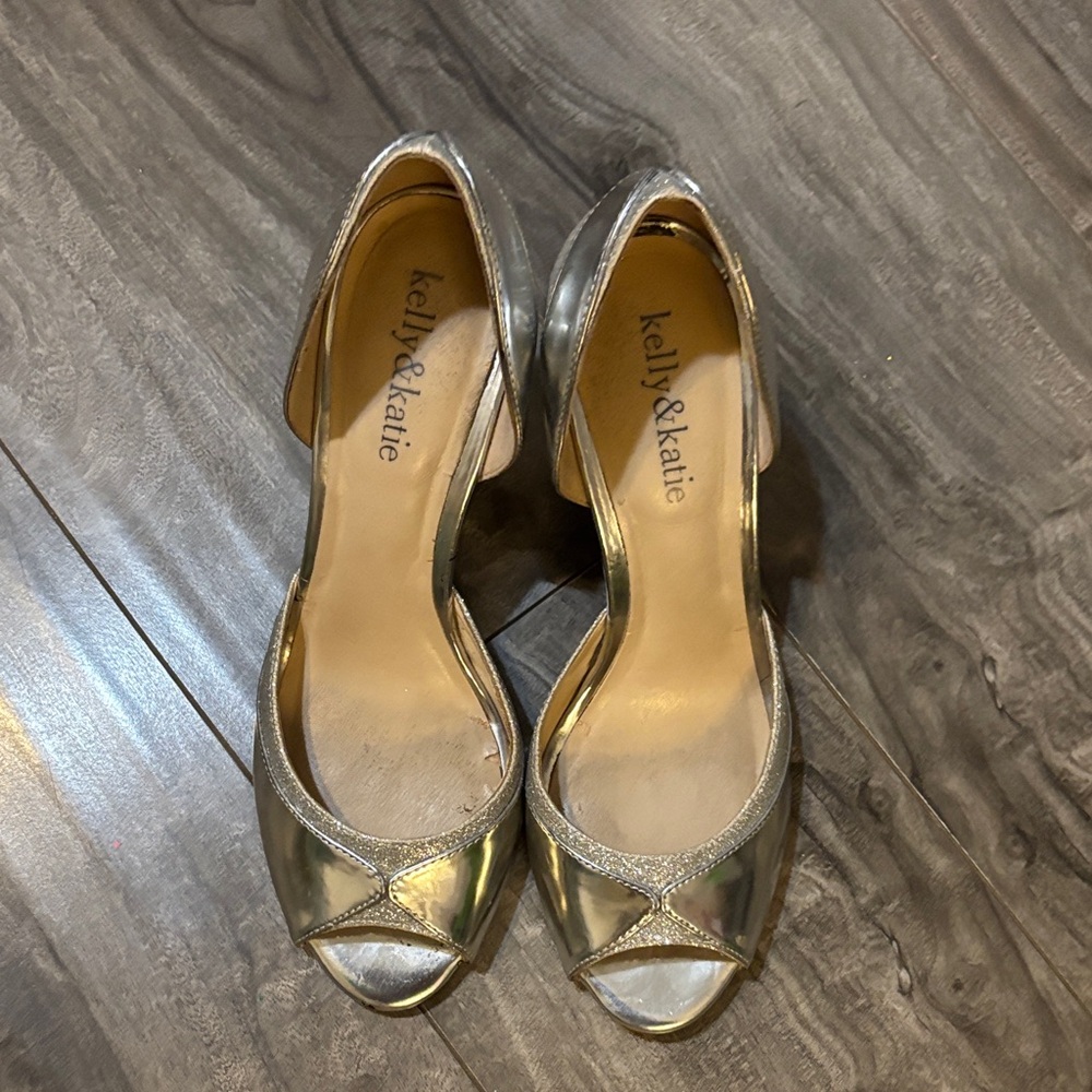 Kelly & Katie Metallic Peep-Toe Heels